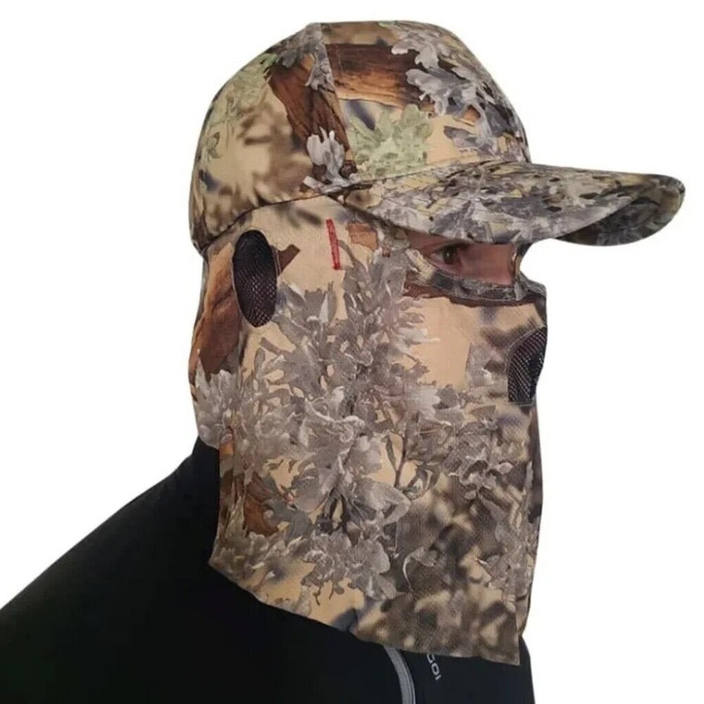 NEW ~ QuikCamo 2-in-1 FRONT Face Mask and Camo Hat OSFM